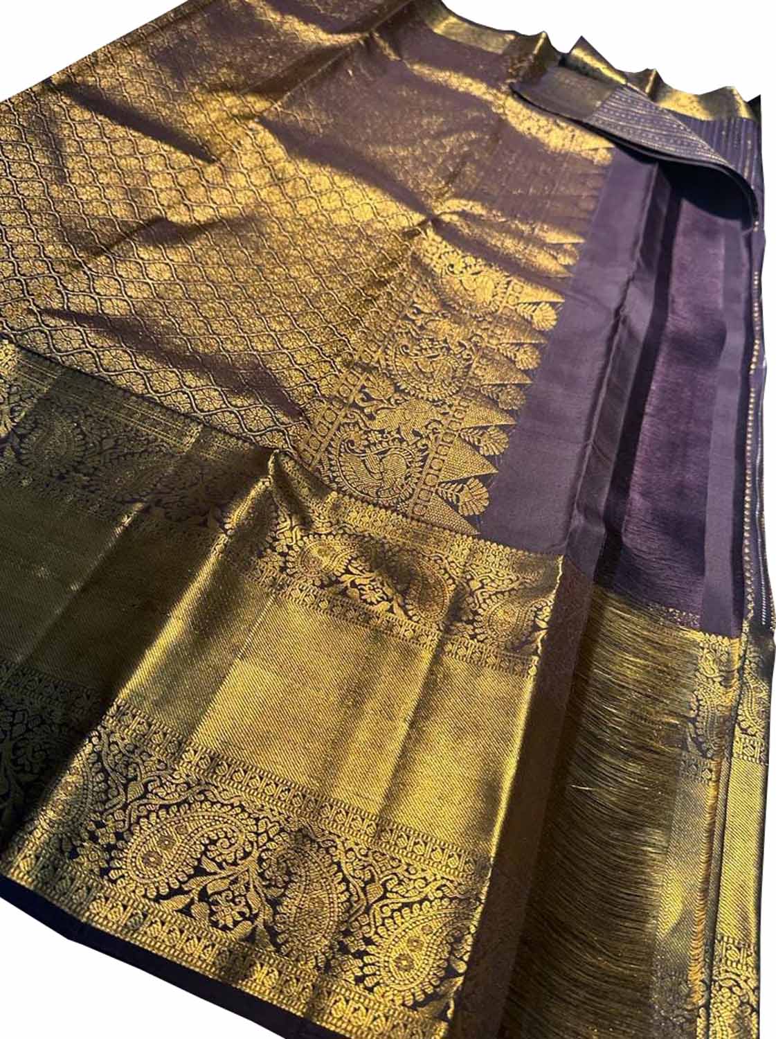 Brown Kanjeevaram Handloom Pure Silk Saree - Luxurion World