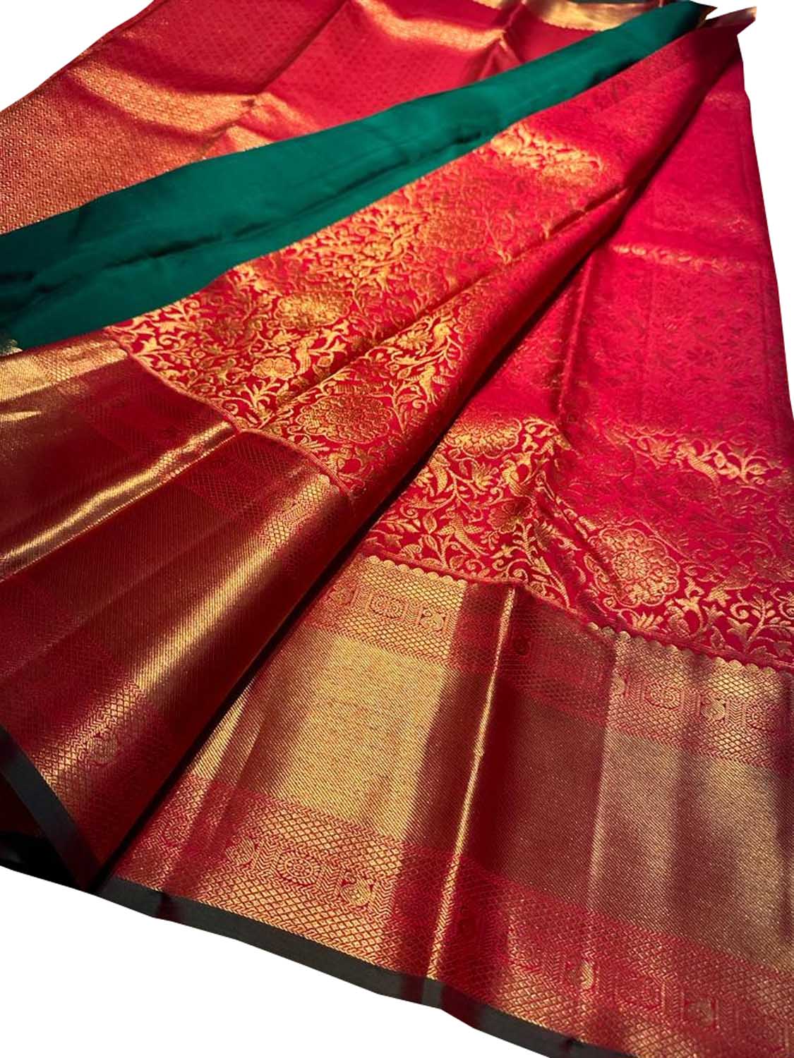 Red Kanjeevaram Handloom Pure Silk Saree - Luxurion World