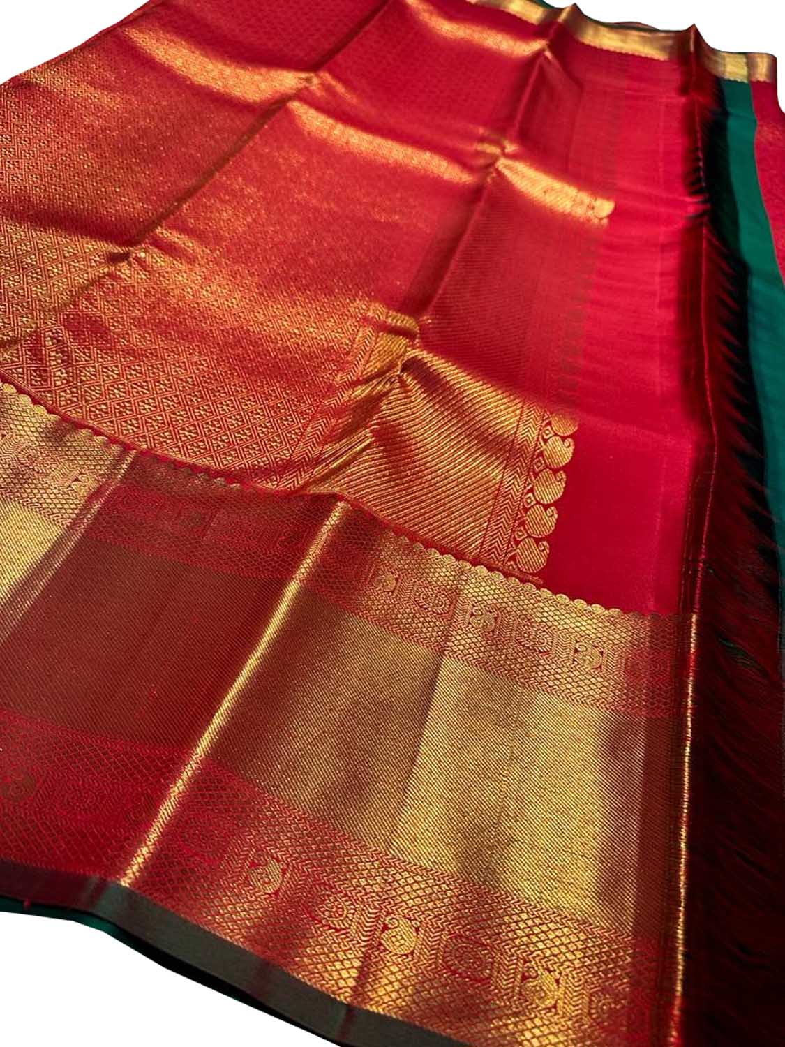 Red Kanjeevaram Handloom Pure Silk Saree - Luxurion World