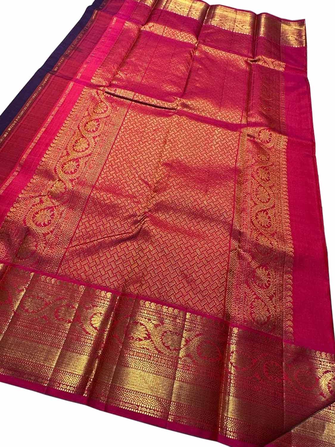 Purple Kanjeevaram Handloom Pure Silk Saree - Luxurion World