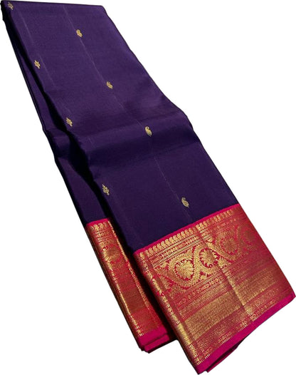 Purple Kanjeevaram Handloom Pure Silk Saree - Luxurion World