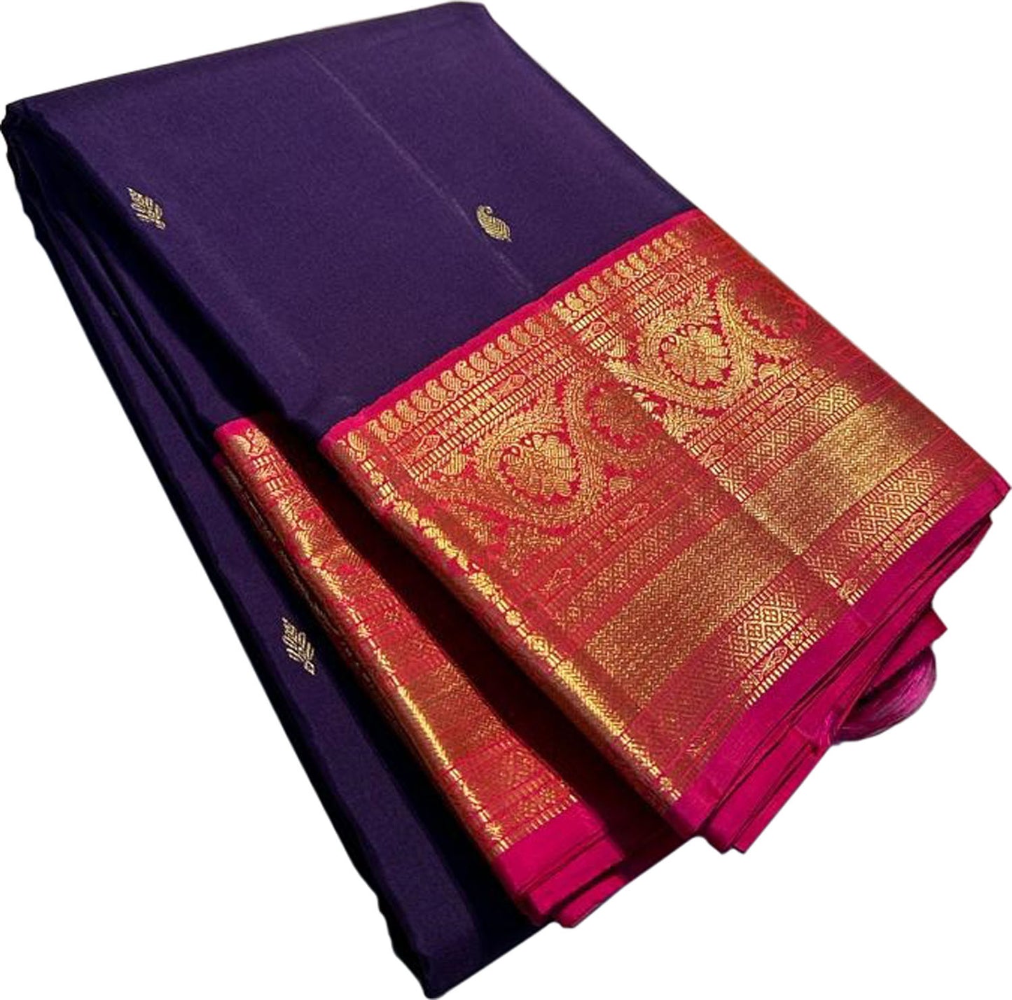 Purple Kanjeevaram Handloom Pure Silk Saree - Luxurion World