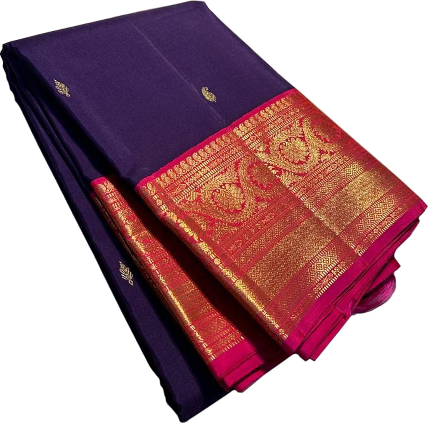Purple Kanjeevaram Handloom Pure Silk Saree - Luxurion World