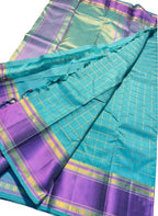 Blue Kanjeevaram Handloom Pure Silk Saree - Luxurion World