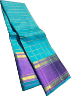 Blue Kanjeevaram Handloom Pure Silk Saree - Luxurion World