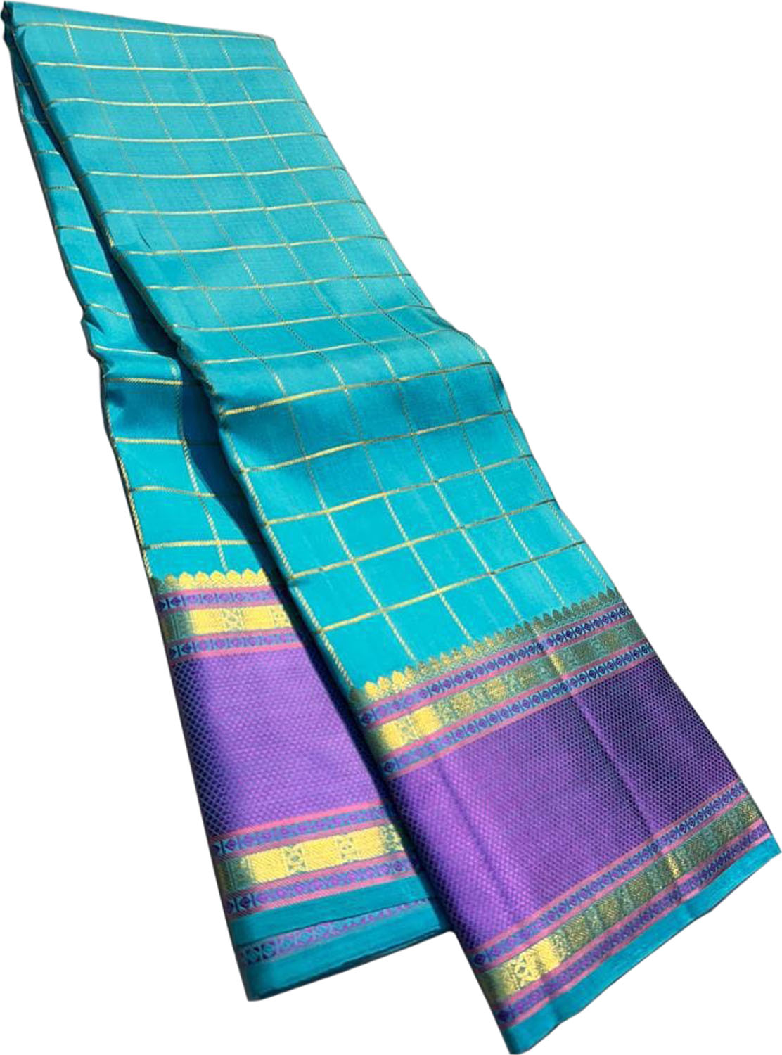 Blue Kanjeevaram Handloom Pure Silk Saree - Luxurion World