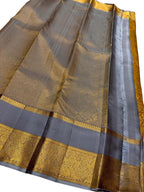 Golden Kanjeevaram Handloom Pure Silk Saree - Luxurion World