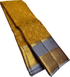 Golden Kanjeevaram Handloom Pure Silk Saree - Luxurion World