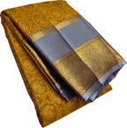 Golden Kanjeevaram Handloom Pure Silk Saree - Luxurion World