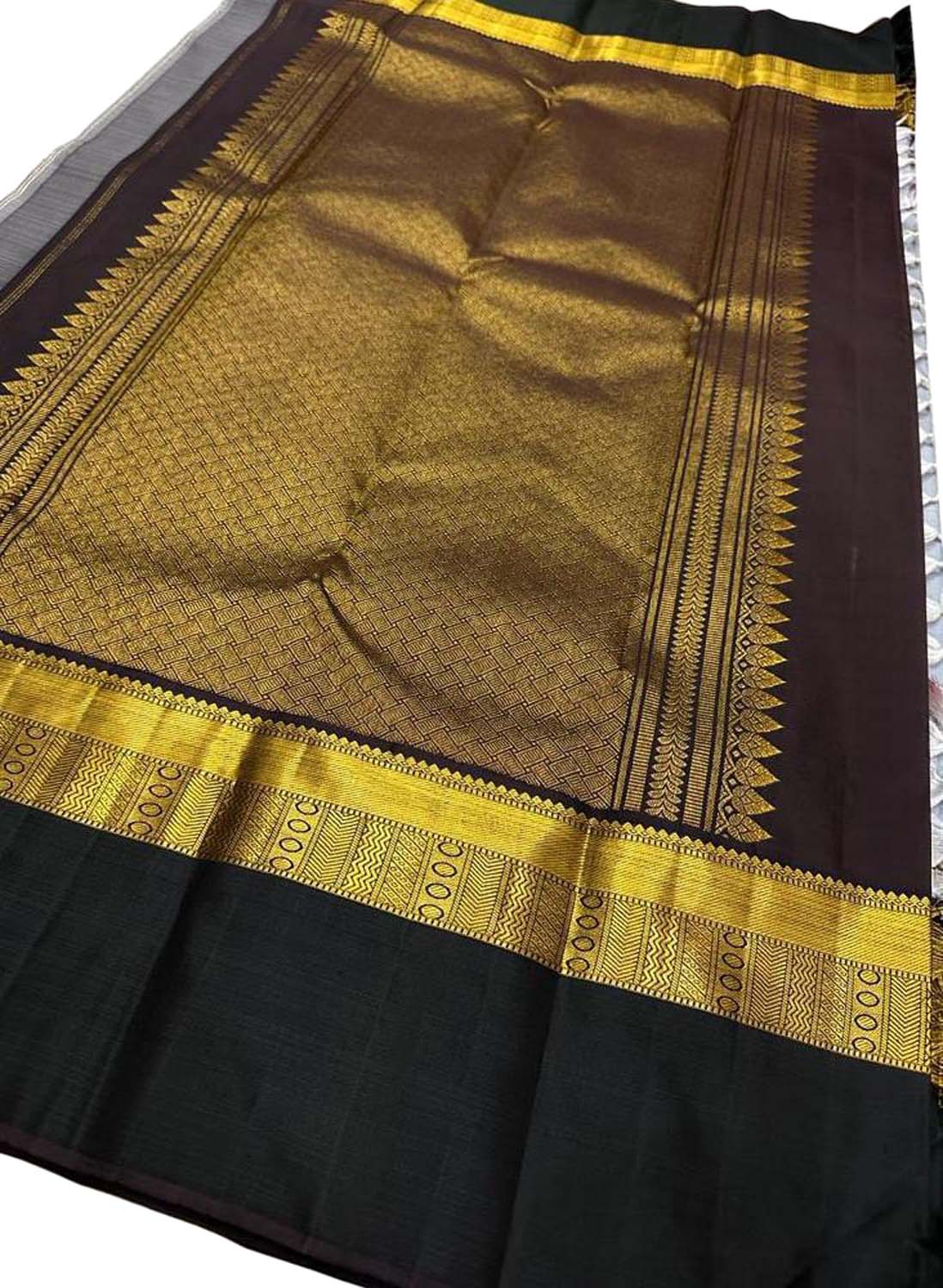 Grey Kanjeevaram Handloom Pure Silk Saree - Luxurion World