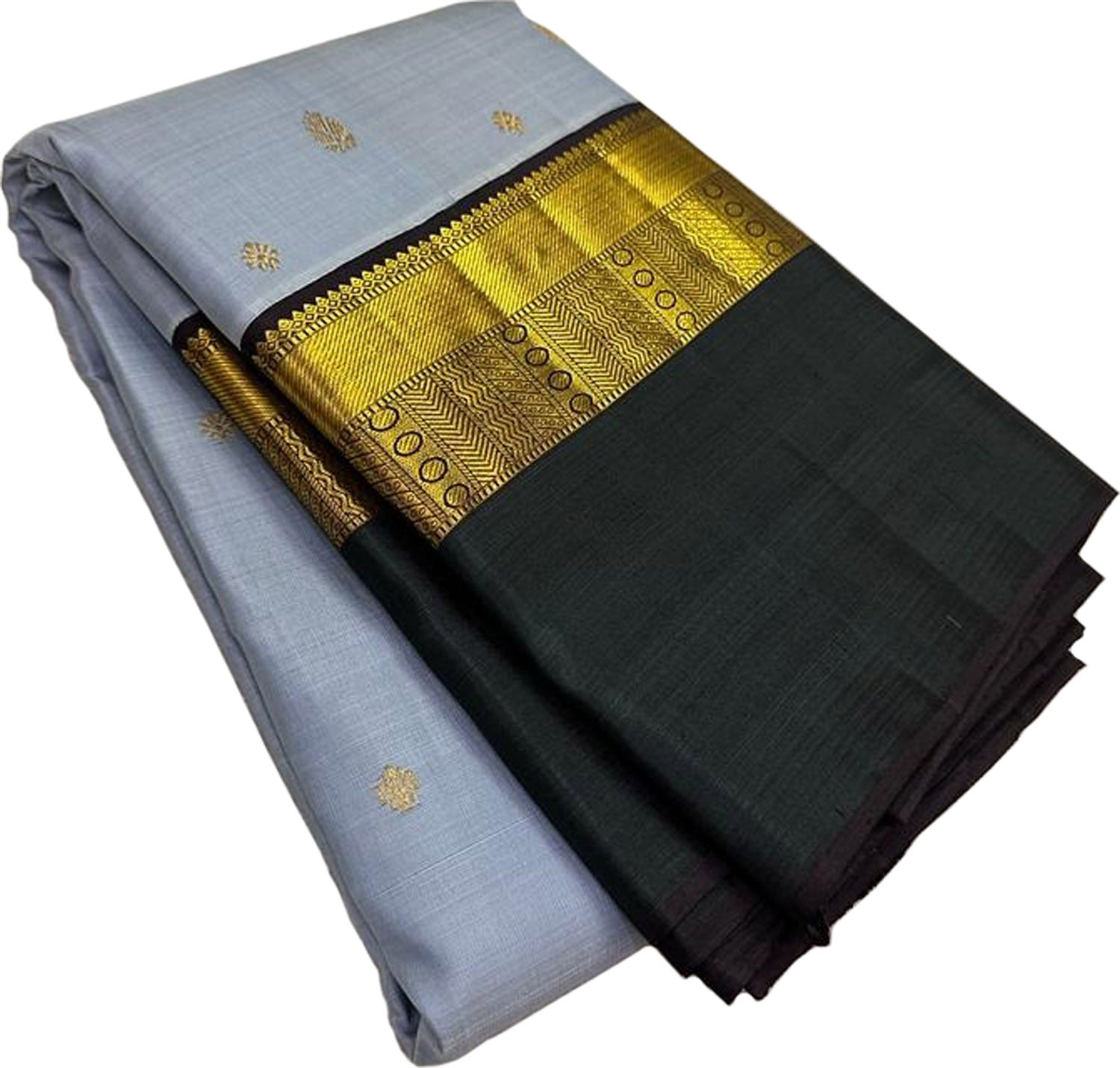 Grey Kanjeevaram Handloom Pure Silk Saree - Luxurion World