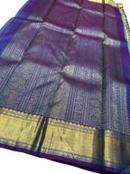 Blue Kanjeevaram Handloom Pure Silk Saree - Luxurion World
