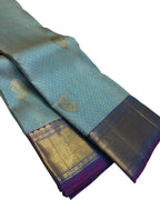 Blue Kanjeevaram Handloom Pure Silk Saree - Luxurion World