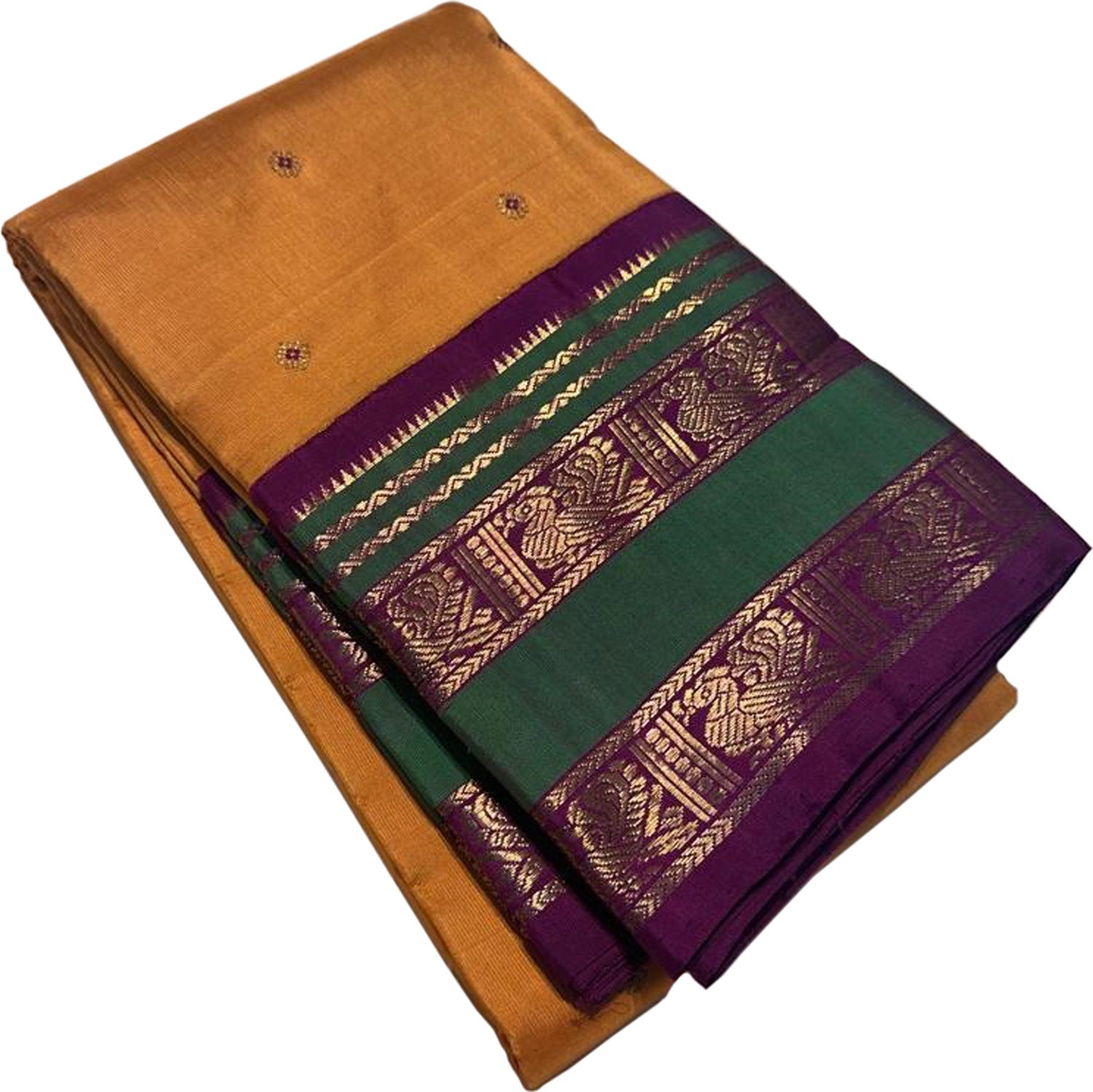Orange Kanjeevaram Handloom Pure Silk Saree - Luxurion World