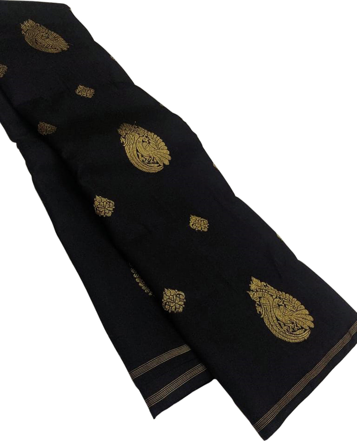 Black Kanjeevaram Handloom Pure Silk Saree - Luxurion World
