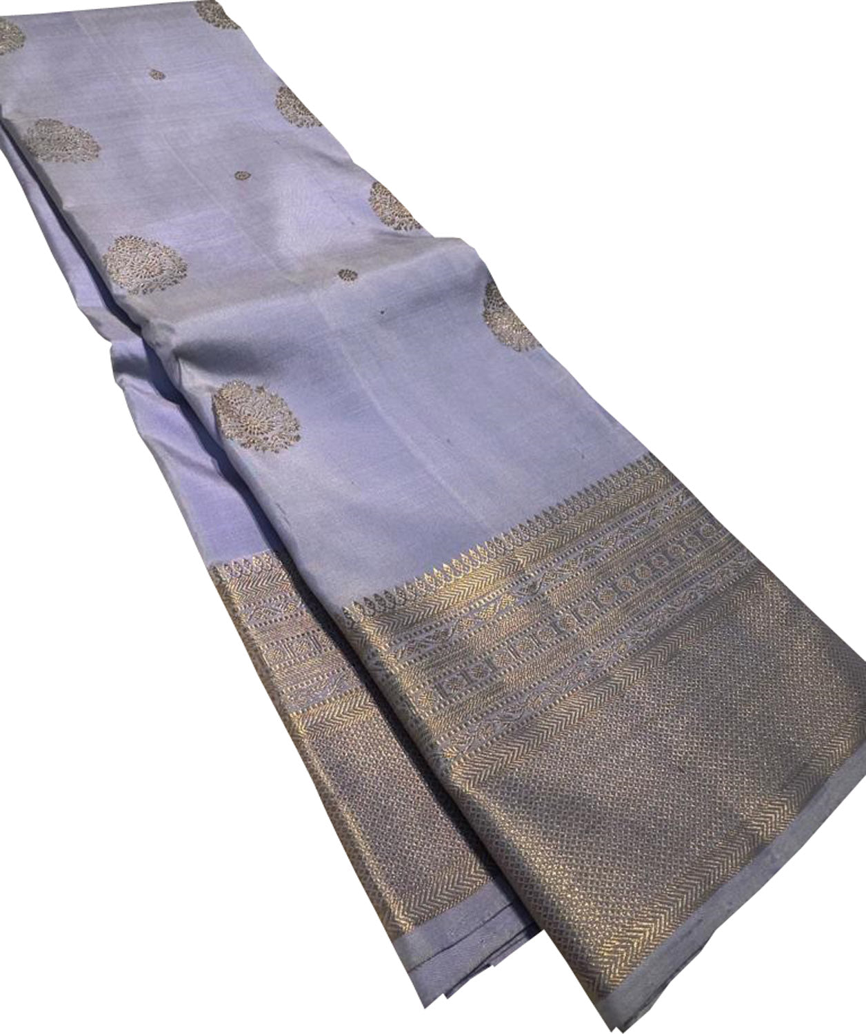 Grey Kanjeevaram Handloom Pure Silk Saree - Luxurion World