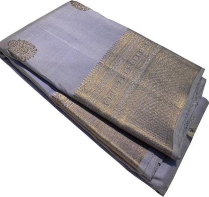 Grey Kanjeevaram Handloom Pure Silk Saree - Luxurion World