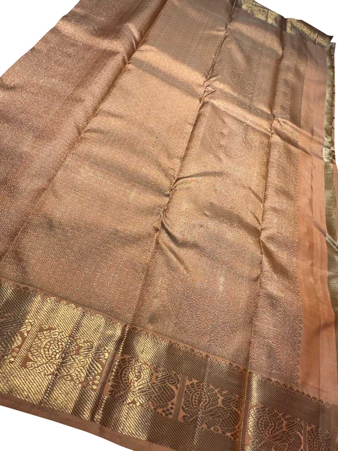 Orange Kanjeevaram Handloom Pure Silk Saree - Luxurion World