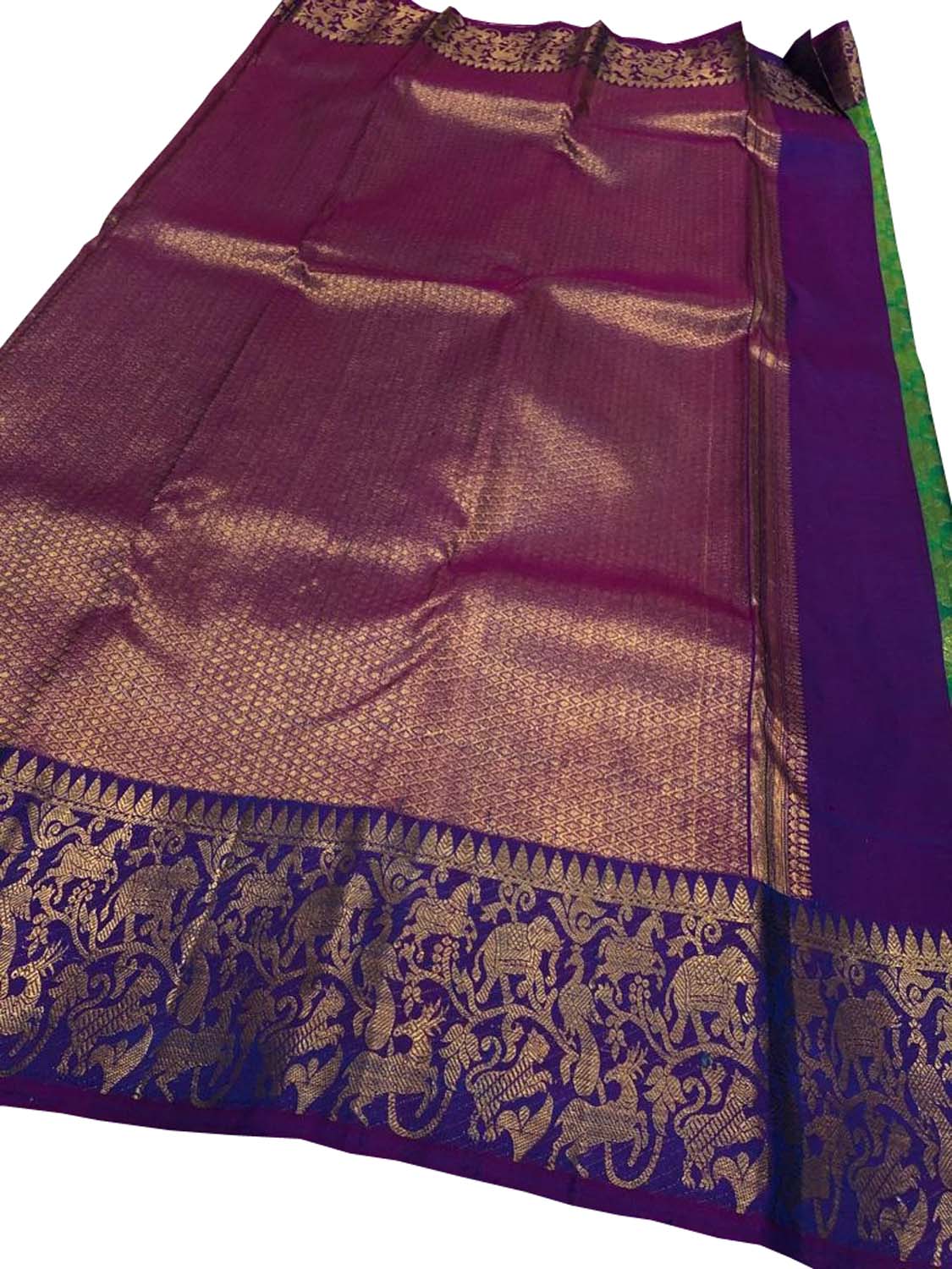 Green Kanjeevaram Handloom Pure Silk Saree - Luxurion World
