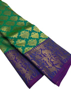 Green Kanjeevaram Handloom Pure Silk Saree - Luxurion World
