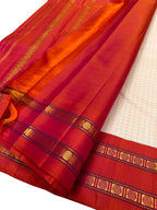 Off White Kanjeevaram Handloom Pure Silk Saree - Luxurion World