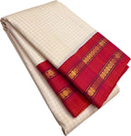 Off White Kanjeevaram Handloom Pure Silk Saree - Luxurion World