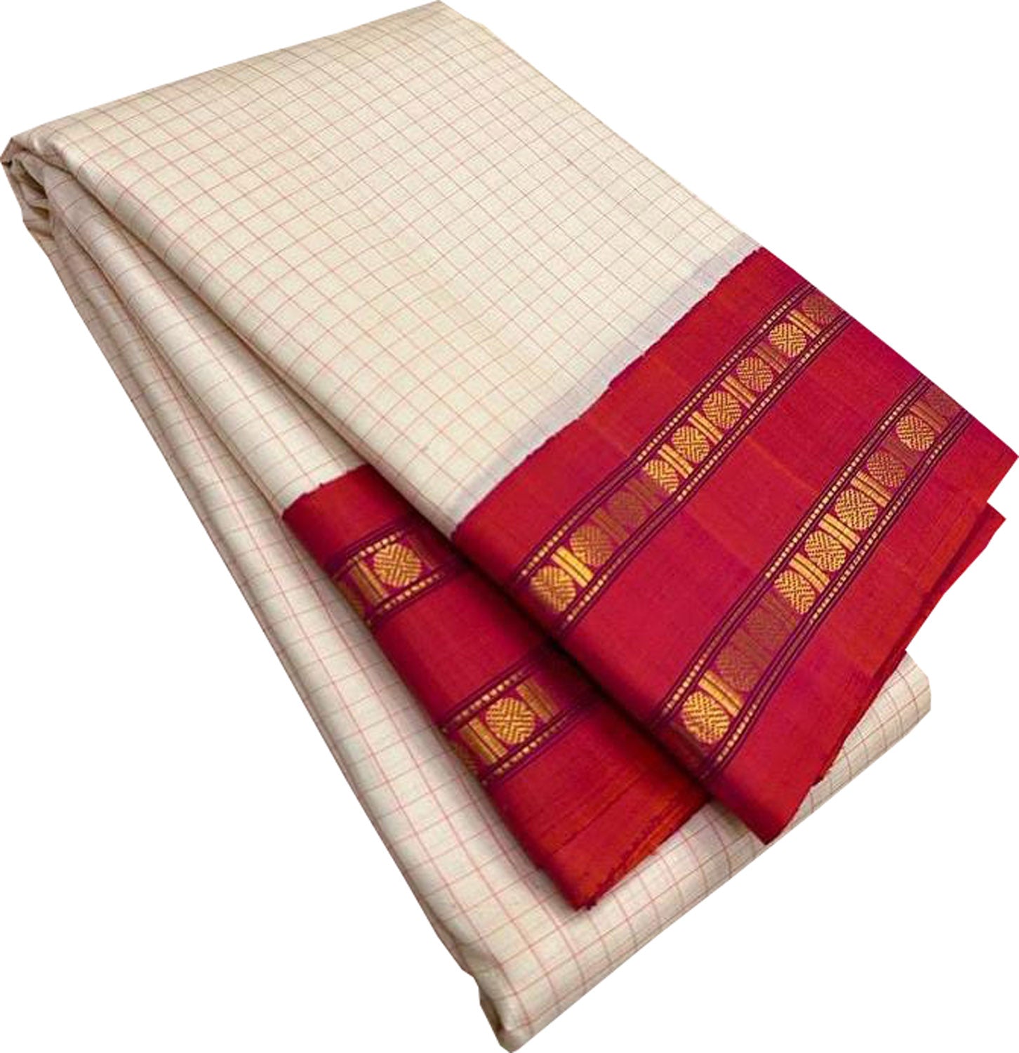 Off White Kanjeevaram Handloom Pure Silk Saree - Luxurion World