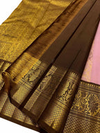 Pink Kanjeevaram Handloom Pure Silk Saree - Luxurion World