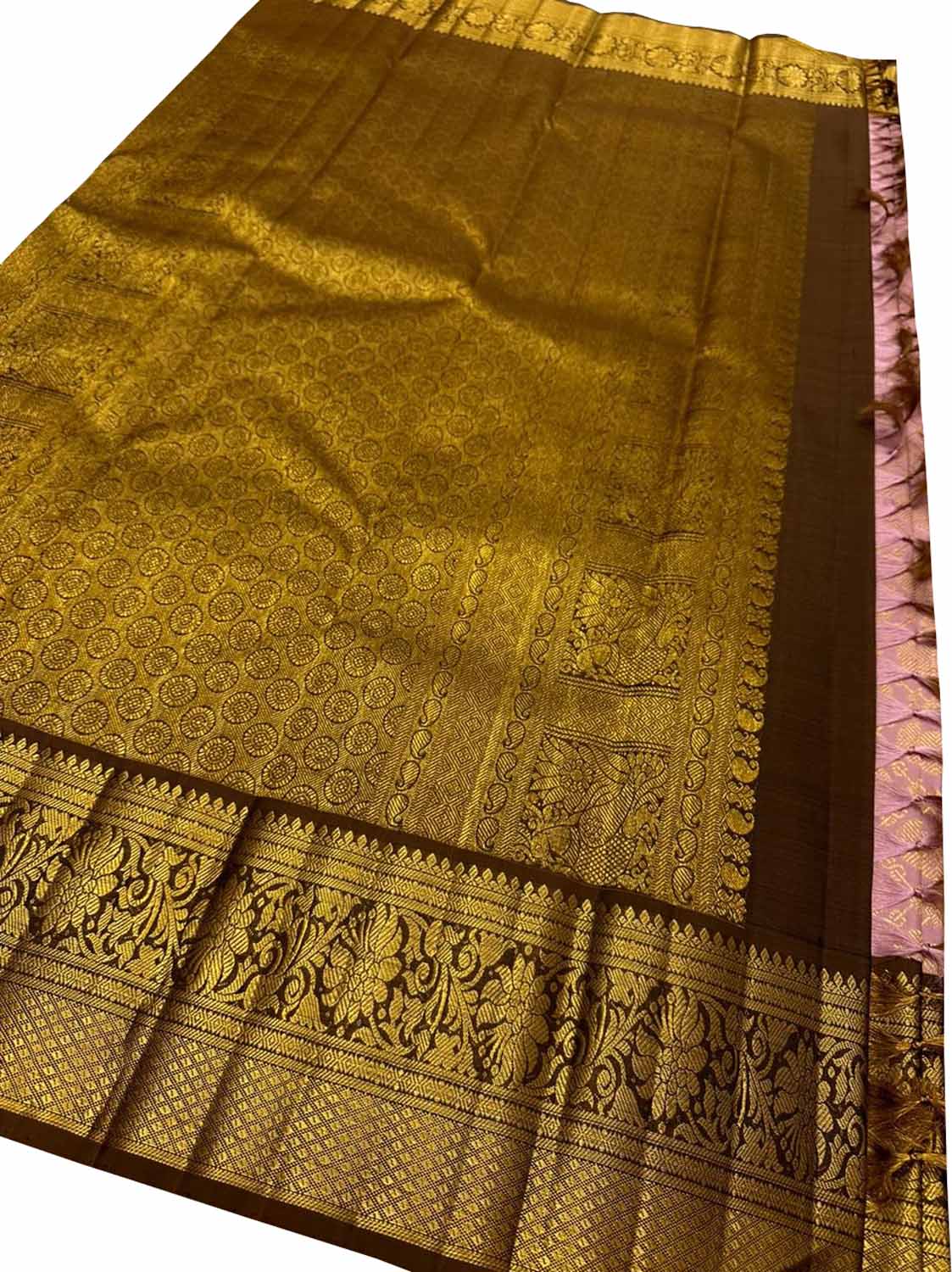 Pink Kanjeevaram Handloom Pure Silk Saree - Luxurion World