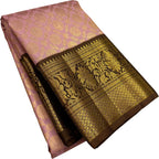 Pink Kanjeevaram Handloom Pure Silk Saree - Luxurion World