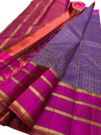 Purple Kanjeevaram Handloom Pure Silk Saree - Luxurion World