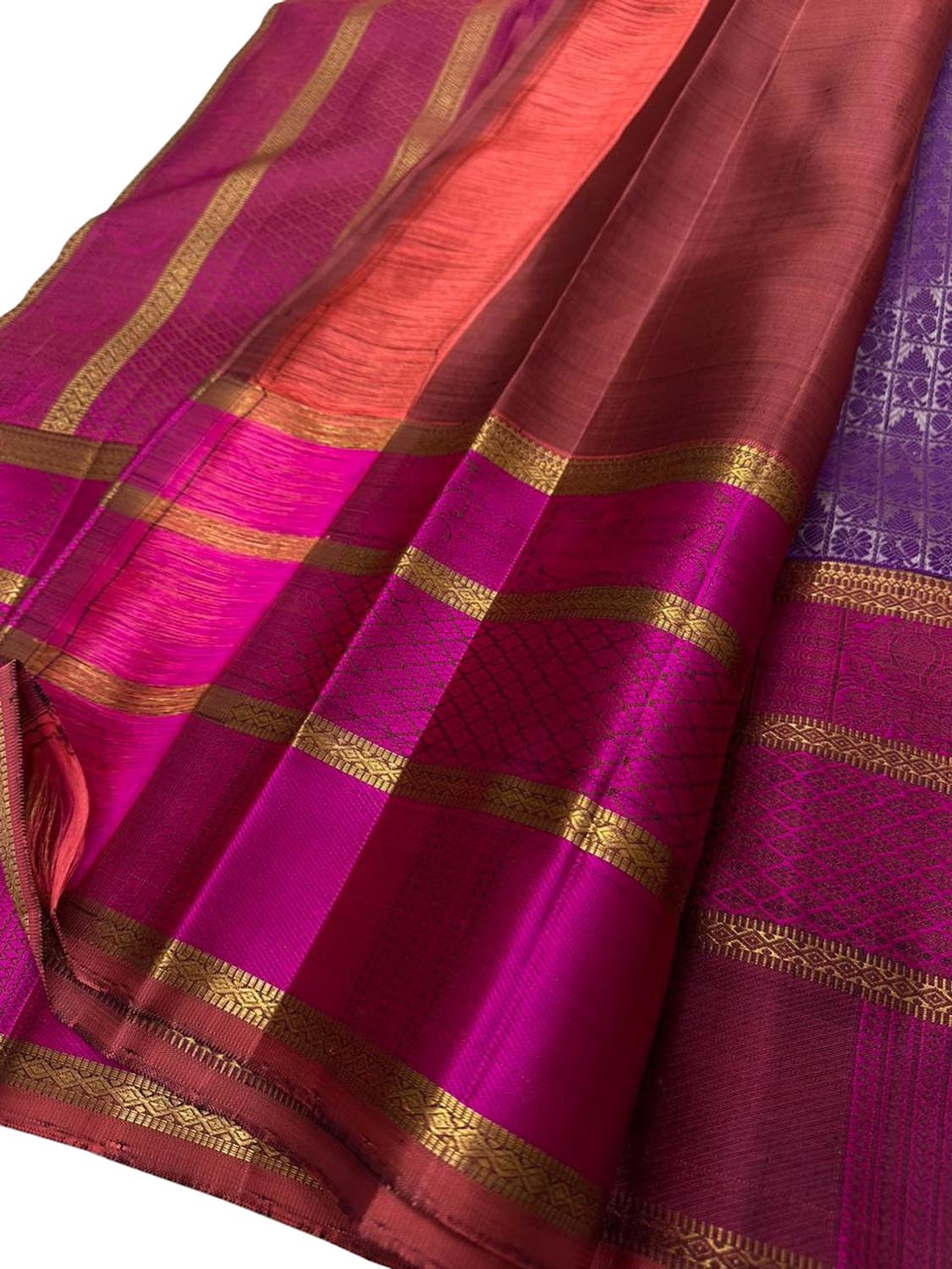 Purple Kanjeevaram Handloom Pure Silk Saree - Luxurion World