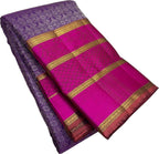 Purple Kanjeevaram Handloom Pure Silk Saree - Luxurion World