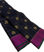Blue Kanjeevaram Handloom Pure Silk Saree - Luxurion World