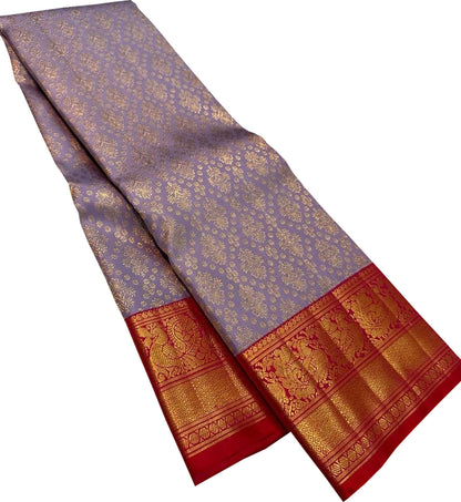 Purple Kanjeevaram Handloom Pure Silk Saree - Luxurion World