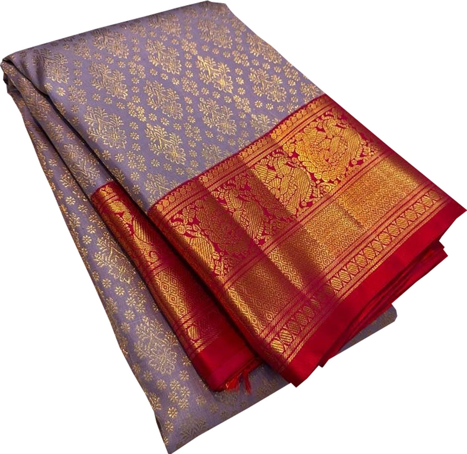Purple Kanjeevaram Handloom Pure Silk Saree - Luxurion World