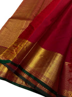 Red Kanjeevaram Handloom Pure Silk Saree - Luxurion World