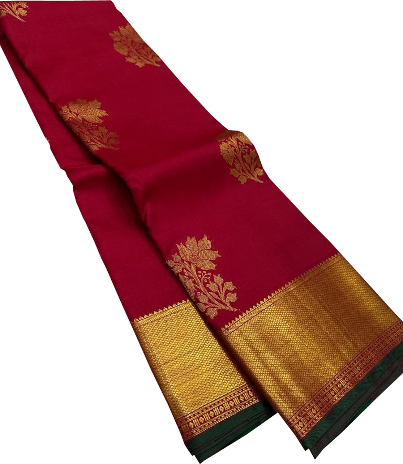 Red Kanjeevaram Handloom Pure Silk Saree - Luxurion World