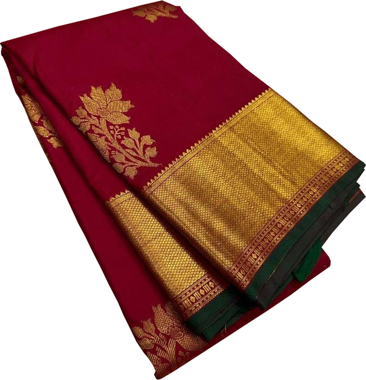 Red Kanjeevaram Handloom Pure Silk Saree - Luxurion World