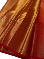 Golden Kanjeevaram Handloom Pure Silk Saree - Luxurion World