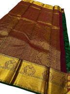 Timeless Elegance: Exquisite Green Kanjeevaram Handloom Pure Silk Saree - Luxurion World