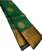 Timeless Elegance: Exquisite Green Kanjeevaram Handloom Pure Silk Saree - Luxurion World