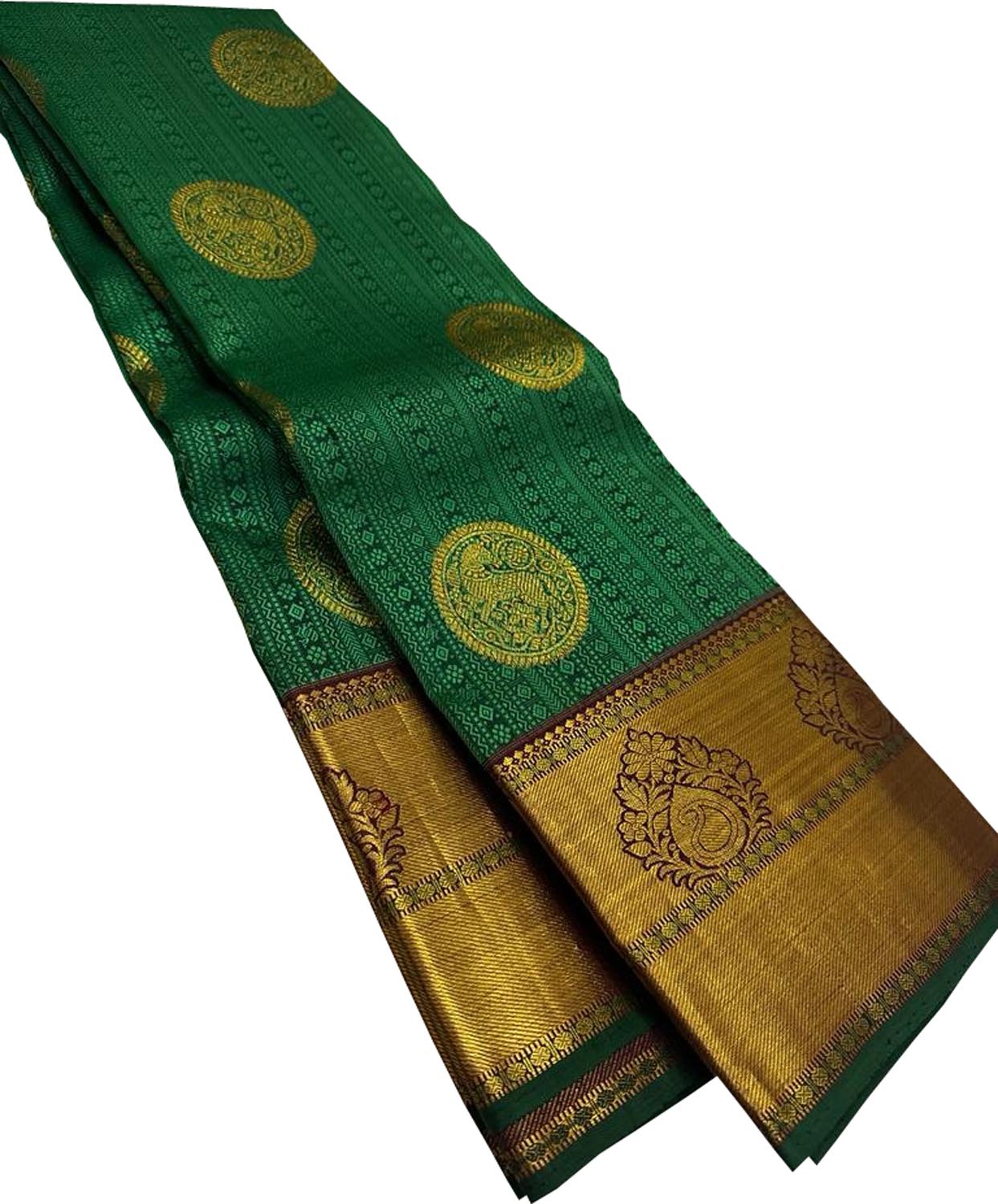 Timeless Elegance: Exquisite Green Kanjeevaram Handloom Pure Silk Saree - Luxurion World