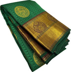 Timeless Elegance: Exquisite Green Kanjeevaram Handloom Pure Silk Saree - Luxurion World