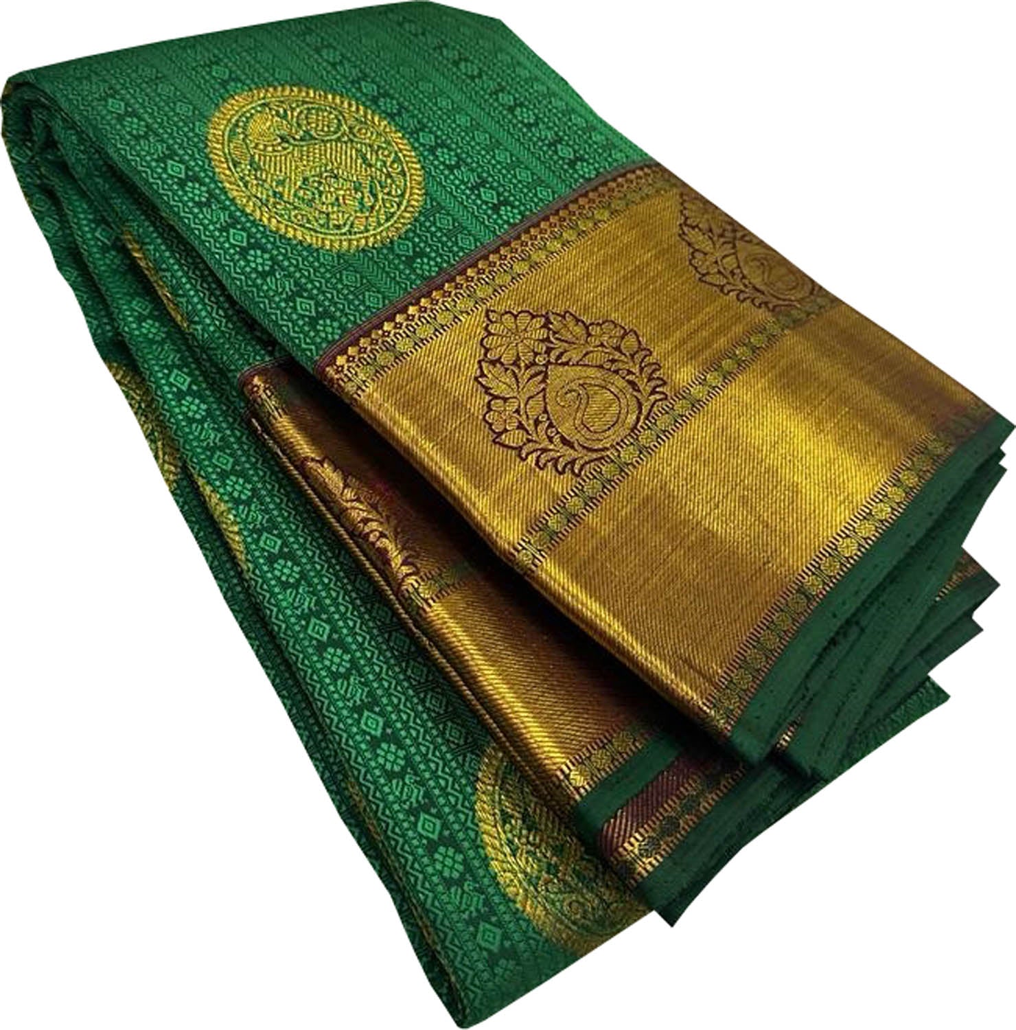 Timeless Elegance: Exquisite Green Kanjeevaram Handloom Pure Silk Saree - Luxurion World