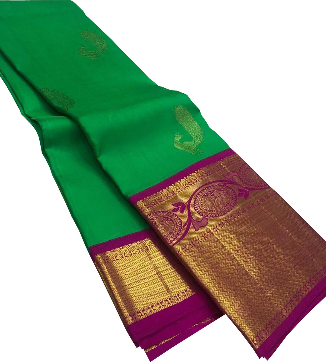 Elegant Green Kanjeevaram Silk Saree: Timeless Exquisiteness - Luxurion World