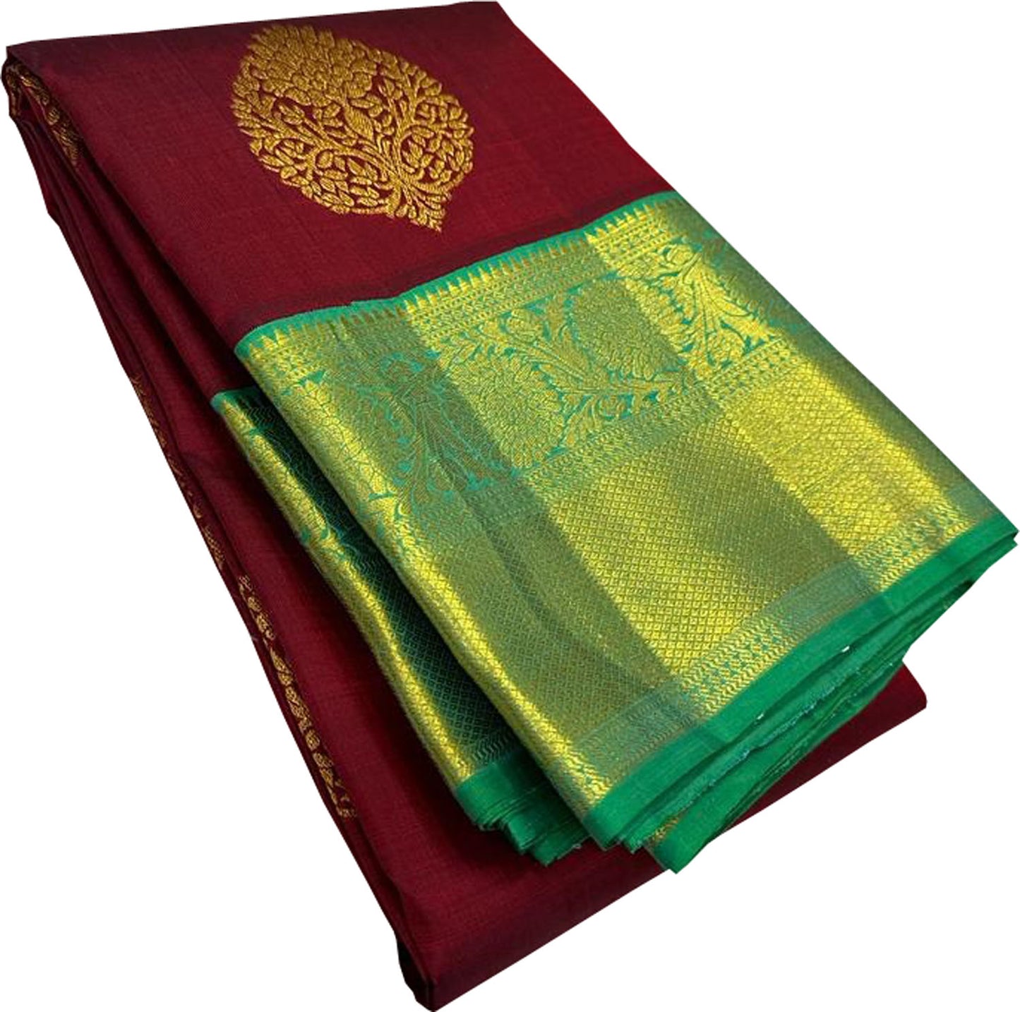 Elegant Maroon Kanjeevaram Handloom Pure Silk Saree: Timeless Grace and Luxury - Luxurion World