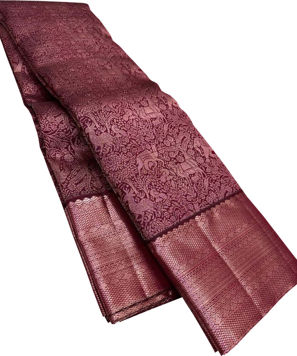 Elegant Maroon Kanjeevaram Handloom Pure Silk Saree - Luxurion World