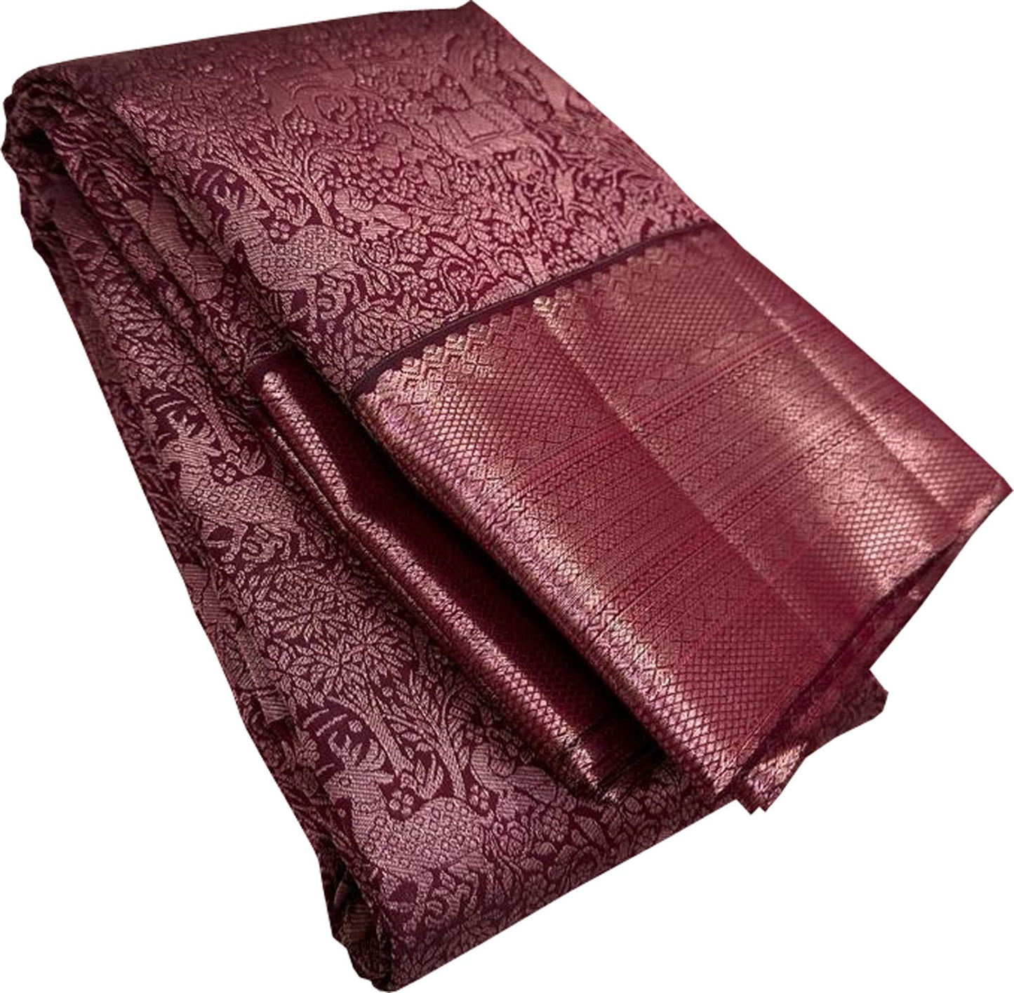 Elegant Maroon Kanjeevaram Handloom Pure Silk Saree - Luxurion World