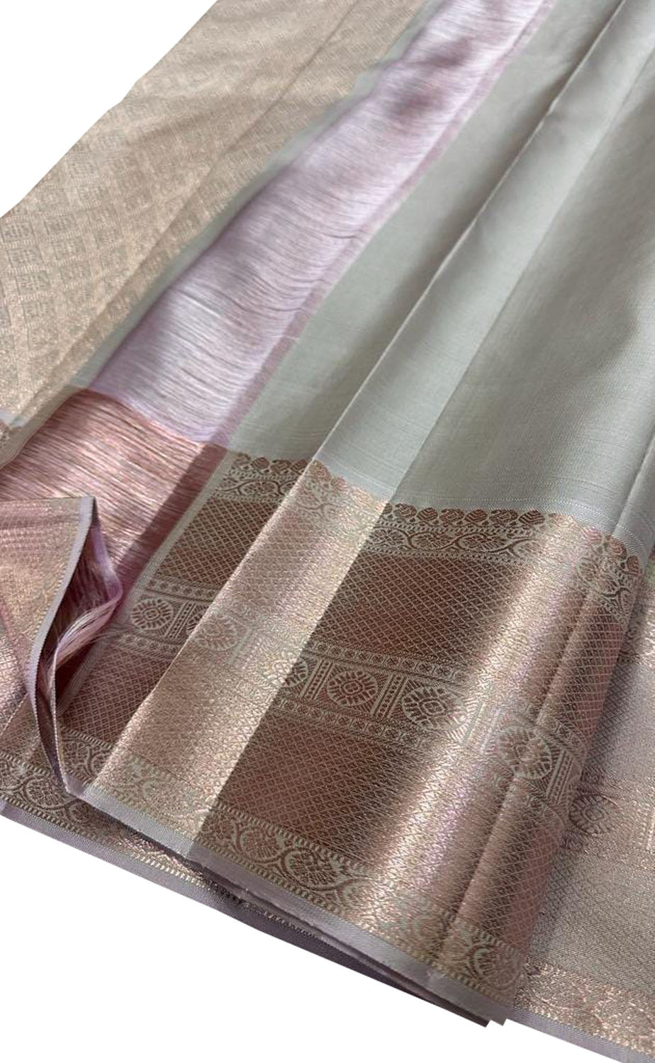 Elegant Grey Kanjeevaram Handloom Pure Silk Saree - Luxurion World